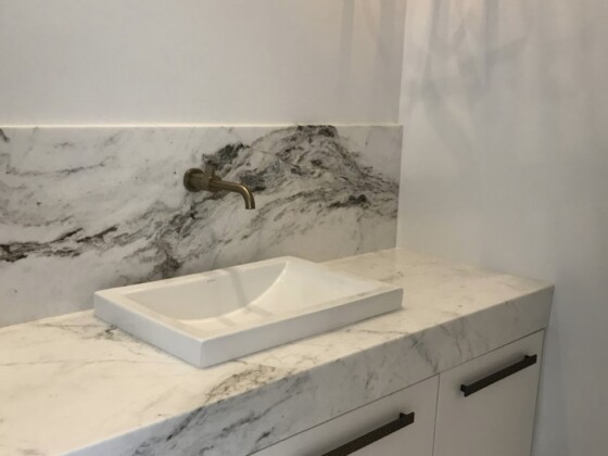 white bathroom countertop