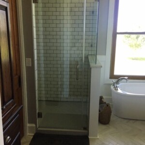 Billedeaux - Frameless Shower Door - Clear Glass Brushed Nickel Hardware